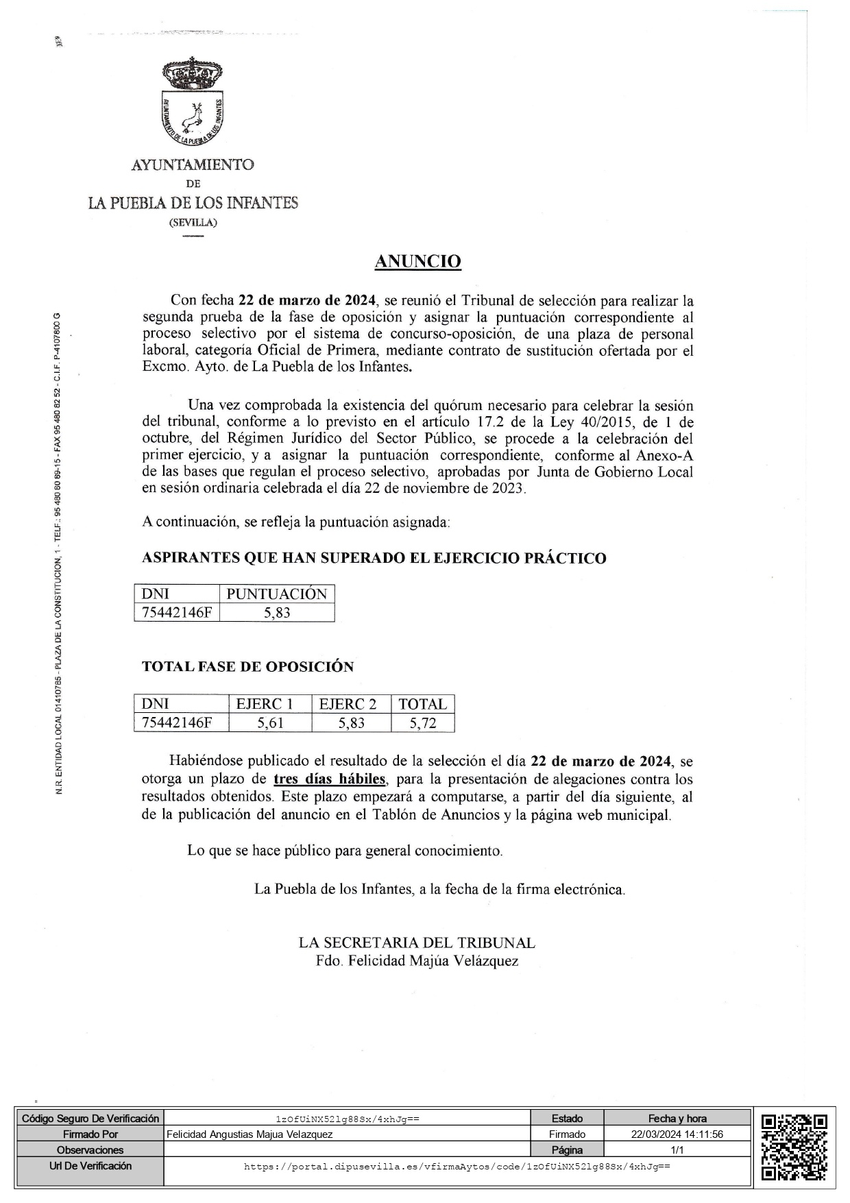 Anuncio Oficial primera 2 prueba F