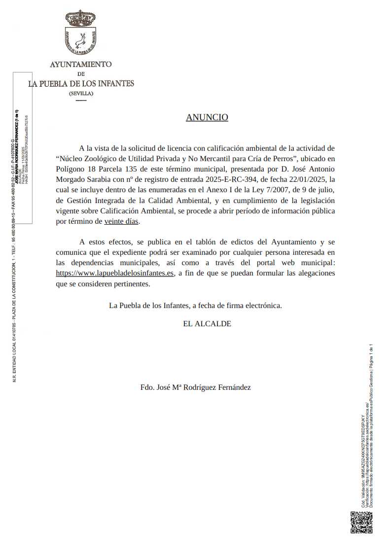 ANUNCIO actividad calificacín ambiental