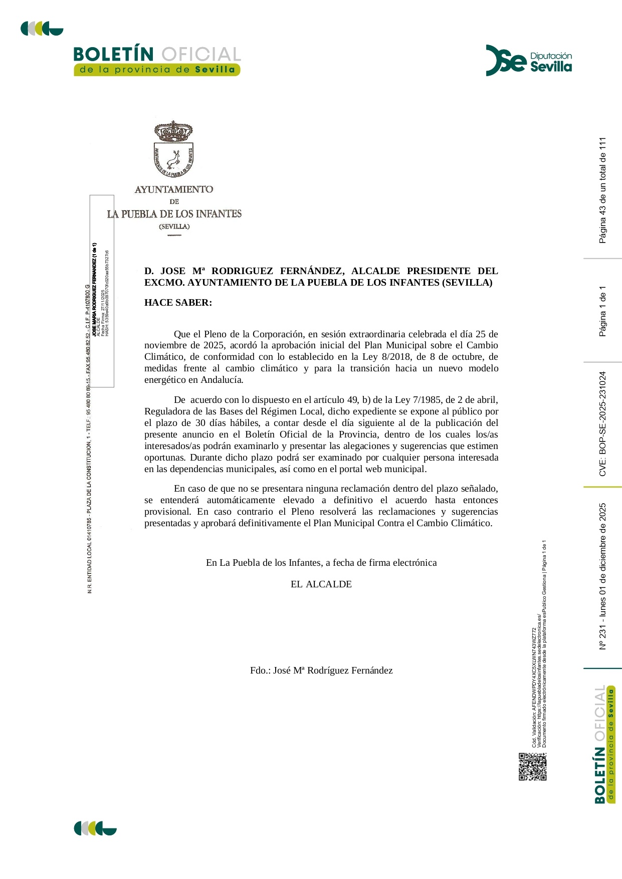 Anuncio BOP publicado Cambio Climático